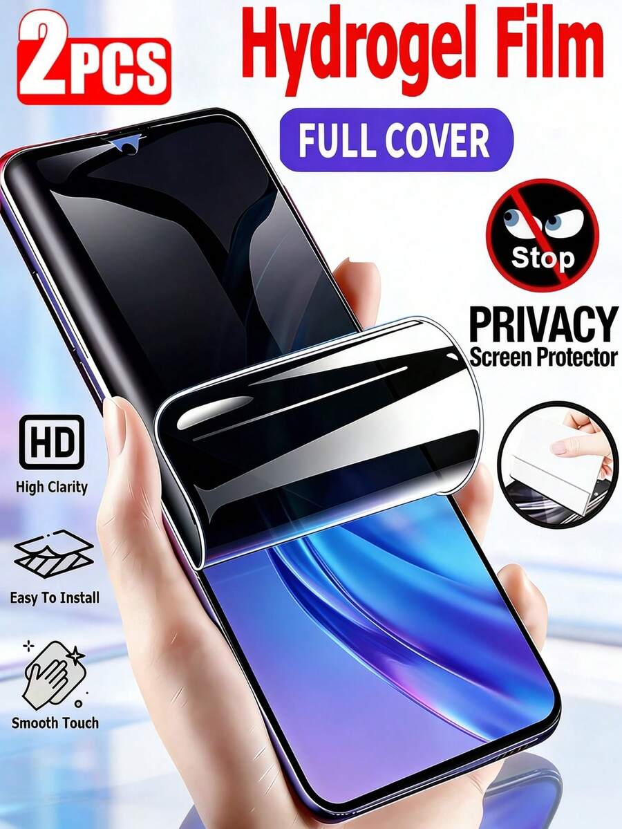 2 Buah Pelindung Layar Hidrogel Anti Mata-mata dan Privasi, Perlindungan Penuh, Anti Gores, Anti Sidik Jari, Film TPU Lembut, Kompatibel dengan Galaxy S23 Ultra/Kompatibel dengan 13 14 Lite/ Note 14 15 Pro+/Kompatibel dengan Honor Magic 5/6/7/8/ Reno/