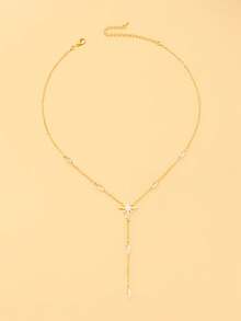 1pc Women's Elegant Rhinestone Star Y-Shaped Necklace With Marquise Crystal Tassel Pendant, Suitable For Wedding, Party, Ball, Date Wear - Y-shape - View 6