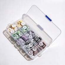 150pcs Mixed Cartoon Rabbit Print Resin Buttons In Compartment Storage Box, Colorful Striped Double-Hole Round Buttons, Smooth And Glossy Garment Accessories, Replacement Buttons For Children's Knit Cardigans, Shirts, Sweaters, Coats, Handmade Fabric Crafts, Greeting Cards, Sewing, DIY Decorative Accessories - Multicolor - View 5
