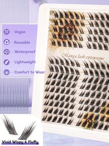 168 Clusters Fox Tail Extended False Eyelashes, Soft Thin Stem, C Curl, Lightweight Long Cluster Style, Ultra-Thin And Long, Create Natural Makeup Look, Extend Eye Tail, Voluminous Effect, Easy For Beginners To Use, Suitable For Daily, Work, Date, Party And Various Festivals, Factory Direct , Low Price, High Quality - View 3
