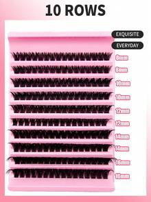 160 Clusters DIY False Eyelash Extensions, Individual Fine Clusters, D Curl, 8-16mm, Thick & Fluffy, Ultra Lightweight - D - View 6