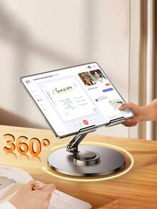 360° Adjustable Metal Foldable Tablet Stand, Desktop Holder Compatible With IPad Pro 9.7/10.5/10.9/11, Mini 2/3/4, Tab, Kindle E-Reader, Android Phone, Black, Gift For Family Friends - View 2