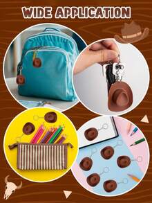 15 Gantungan Kunci Topi Koboi Mini – Terbuat dari Plastik; Sempurna untuk Dekorasi Pesta Bertema Barat, Suvenir Pesta Ulang Tahun atau Hiasan Natal, Gantungan Tas - MultiWarna - View 6