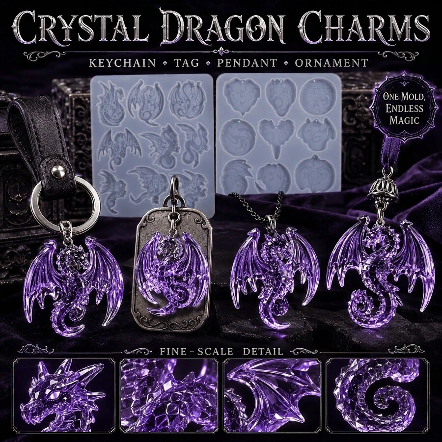 1pc Clay Molds Dragon Resin Pendant Tag Keychain Silicone Molds DIY Resin Hobbyist Casting Mold Gift Craft Silicone Mold - Multicolor - View 1