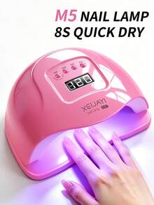 XEIJAYI 1件裝 龍果色 UV LED 美甲燈 24顆燈珠 專業美甲烘乾燈 凝膠指甲油燈 4段定時設定 - 玫紅色 - 查看 3