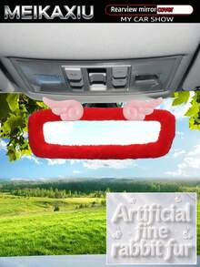 MEIKAXIU Artificial Rabbit Fur Plush Angel Wings Elastic Car Rearview Mirror Cover Decorative Mirror Sleeve Accessory For Women - Faux Rabbit Fur Butterfly Wings Style - View 10