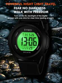 Men Outdoor Sports Multifunctional Waterproof Large Screen Display Luminous LED Digital For Men Fashion Silicon Watch - One Size Fits All - View 5