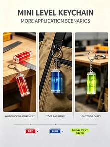 Mini Spirit Level Keychain – Pocket Novelty Keyring & Gadget Gift – Trades-Themed Charm For Builders, DIYers, Tradesmen, Engineers - Multicolor - View 5