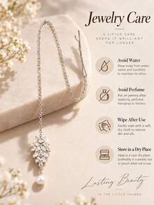 XYHEALER 1pc Silver Forehead Hair Chain Clip, Rhinestone Floral Pearl Drop Headpiece, Bridal Hair Jewelry For Wedding, Party, Prom - Multicolor - View 4