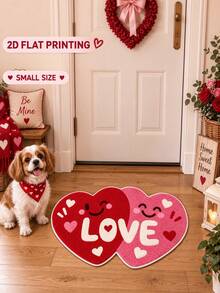 1pc Double Heart LOVE Smiling Face Shaped Floor Mat, Entryway Bathroom Decor Foot Mat Bedroom Bedside Mat, Multiple Sizes Multiple Scenes, Hand-Cut With 1-5cm Error, Decorative Rug, Bathroom Rug, Bedroom Decor, Small Rug, Rug, Home Decor, Living Room Rug, Bedroom Rug, Outdoor Rug, Washable Rug - Multicolor - View 2