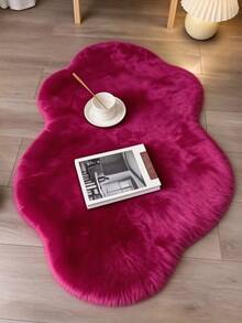 1pc Faux Fur Deep Pink Irregular Cloud Cream Style Decorative Rug, Long Pile Thick Warm Soft Cute Fluffy Carpet Mat, Seasonal Decorative Mat With Holiday Design, Christmas Decoration, Perfect Christmas Gift, Perfect For Christmas And New Year Celebrations, Decorative Rug, Bedroom Decor, Small Rug, Carpet, Home Decor, Living Room Rug, Living Room Small Rug, Bedroom Rug, Living Room Home Decor, Outdoor Rug, Enhance Home Style, Suitable For Adding Home Charm Decoration - Multicolor - View 1