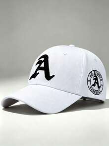 1pc Red Men's Hats Letter 'A 'Embroidered Side A Badge Printing Baseball Cap Adjustable Design Suitable For Travel Hiking Parties And Sun Protection. - Multicolor - View 7