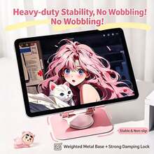 Cute Cat Paw Tablet Stand, All‑Metal 360° Rotatable Adjustable Desk Stand With Hollow Cooling Design, Foldable Dual‑Arm Holder With Silicone Protection, For Phones Tablets Laptops, Gift For Cat Lovers - View 9