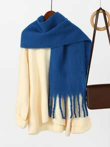 1PC Women's Classic Solid Color Tassel Faux Cashmere Small Size Scarf, Minimalist Design, Elegant And Fashionable, Warm And Soft For Autumn/Winter, Can Also Be Used As A Shawl, Suitable For Daily Wear - Multicolor - View 10