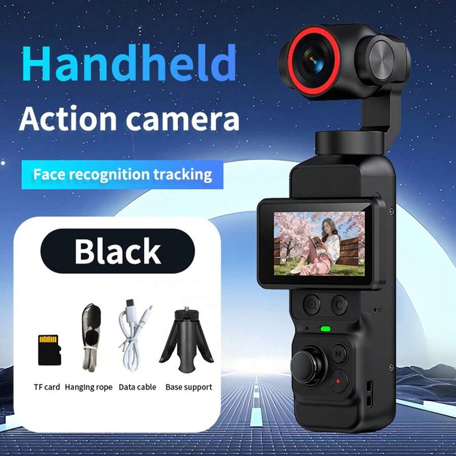 4K 手持口袋雲台相機,人臉追蹤、觸控螢幕、WiFi、橫向拍攝模式,便攜式 Vlog 運動攝影機,適用影片拍攝 - 查看 1