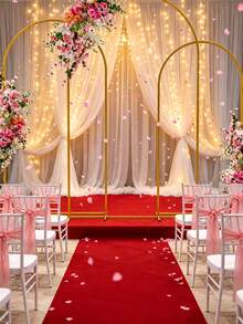 Gold Metal Garden Arch Backdrop Stand Set, Multi-Size Heavy Duty Wedding Ceremony Arched Frame, Decorative Archway For Floral Drape Balloon Decor, Outdoor Indoor Wedding Birthday Party Photo Booth Event Decor - View 2