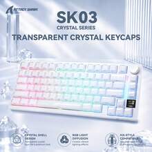ATTACK SHARK SK03 136 Keys Crystal Keycaps, ASA Profile, ANSI/ISO US QWERTY Layout: Crystal PC/ABS Keycaps With ASA Profile, Smooth Blank Tops And Side-Printed Legends - View 2