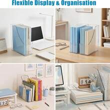 Transparent Thickened Acrylic Desktop Bookshelf Organizer, Multi-Functional Office File Organizer, Book Magazine Document Sorting Storage Box, Student Stationery Desktop Storage Rack, Suitable For Office, Study, Dorm, Learning Desk And Home Storage - Multicolor - View 10