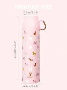 Meoky 17oz Large Capacity Floral Pattern Vacuum Bottle With Handle Lid, Portable Water Bottle Gift - Pink Puppy - View 8
