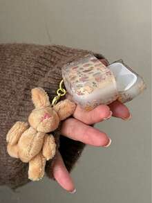 Semi-Transparent Yellow Spring Floral Cute Rabbit 5 Pro Protective Case 3 Earphone Cover Apple 2 2nd Gen 3rd Gen Bluetooth Soft Shell - Khaki - View 4