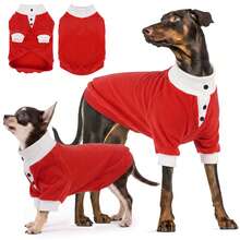 1pc Dog Fleece Jacket, Suit Collar Design Dog Vest, Mid-Sleeve Colorblock Dog Knit Sweater, Comfortable Warm Dog Clothes, Autumn/Winter Dog Apparel, Dog Holiday Party Outfit, Suitable For Large, Medium And Small Dogs - Red - View 1