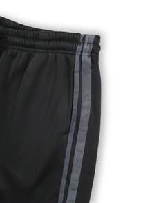 Spring/Autumn Men's Black Crew Neck Sweatshirt And Jogger Pants Set With Side Woven Tape, Casual Sports 2 Pieces Set - Dark Grey - View 9