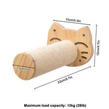 Cat Wall Shelf - Wooden Cat Furniture Hammock Bed With Scratching Post Ladder Steps, Solid Wood Indoor Cat Climbing Activity Center, Suitable For Small And Large Cats To Play - Apricot - View 10