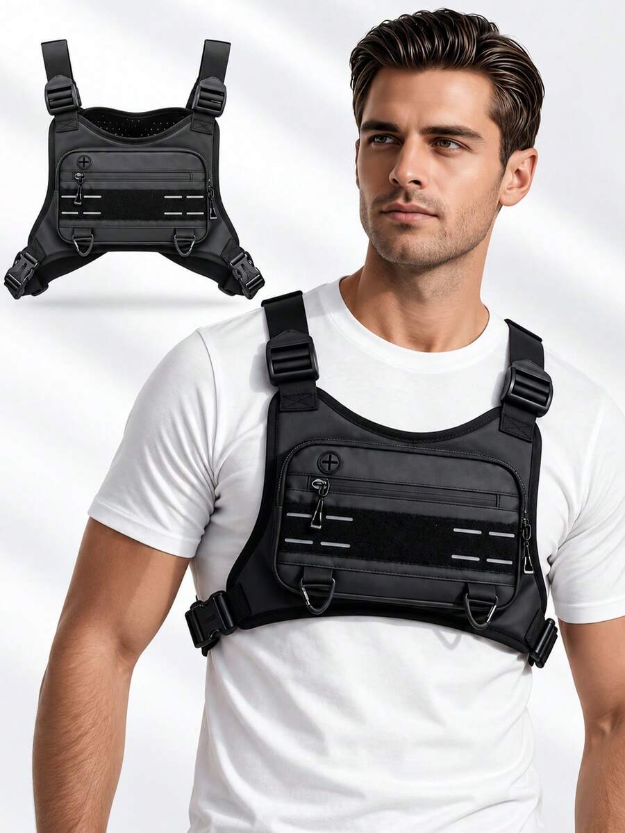 Large Capacity Adjustable Tactical Vest, Multi-Functional Tactical Chest Bag, Outdoor Adventure Hiking Training Travel Back To School Survival Essential Practical Tactical Belt Equipment Weight Vest Bulletproof Holster Hunting Accessories