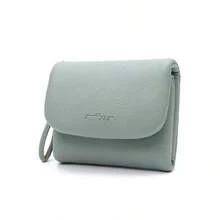 PRETTYZYS Women's Short Wallet, Solid Color, 2026 New Korean Style Minimalist Fresh Foldable Zipper Multi-Function Card Holder, Student Coin Purse, Daily Travel, Christmas Gift, Back To School Gift, Valentine's Day Gift, All Season - Green - View 5
