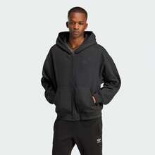 Adidas P ESS FZ HD Full Zip Loose Fit Hooded Jacket, Sports Sweatshirt, Black JC9579 - Black - View 1