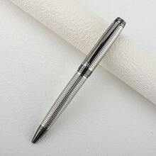 Pulpen Ballpoint Logam Bertekstur Kotak-kotak Mewah Warna Perak dengan Ukiran Tekstur untuk Tanda Tangan Bisnis, Pulpen Roller Ball untuk Kantor, Eksekutif, dan Hadiah Menulis. - 701 - View 1