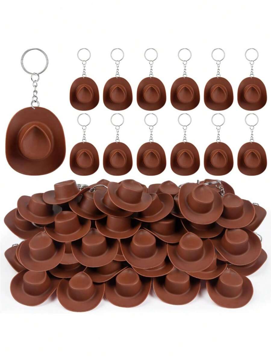 15 Gantungan Kunci Topi Koboi Mini – Terbuat dari Plastik; Sempurna untuk Dekorasi Pesta Bertema Barat, Suvenir Pesta Ulang Tahun atau Hiasan Natal, Gantungan Tas - MultiWarna - View 1