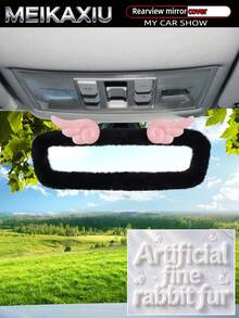 MEIKAXIU Artificial Rabbit Fur Plush Angel Wings Elastic Car Rearview Mirror Cover Decorative Mirror Sleeve Accessory For Women - Faux Rabbit Fur Butterfly Wings Style - View 12