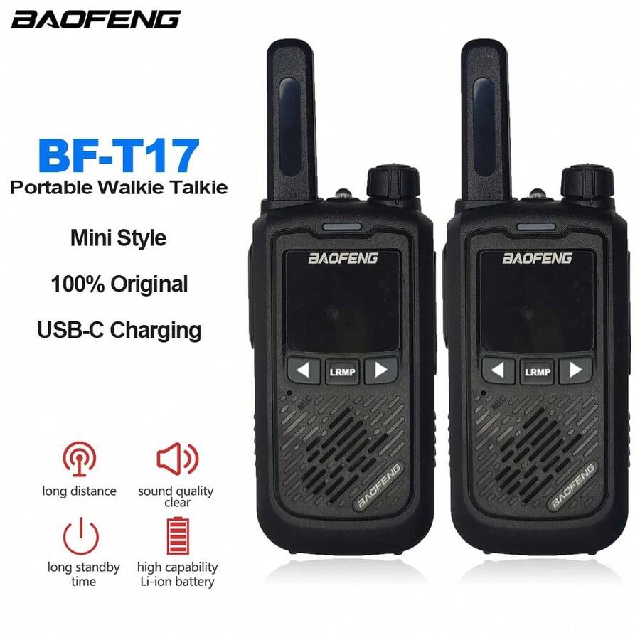 Baofeng 2PCS Store BF-T17 FRS 1500mAh Mini Walkie Talkie Portable Two Way Radio Long Range 22CH VOX USB Ham Radio Flashlight - BF-t17-2PCS - View 1