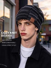1pc Winter Knitted Thermal Lined Hat, Unisex, Warm And Cold-Proof, Suitable For Outdoor - A - View 6
