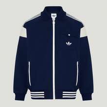 Adidas Women's Striped Colorblock Pocket Zipper Sports Jacket - Navy Blue - View 7