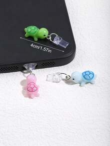 1pc Mini Turtle Design Dust Plug, DIY Hanging Pendant Charm Compatible With Iphone Charging Port, Type-C Charging Port Dust Stopper - Multicolor - View 3