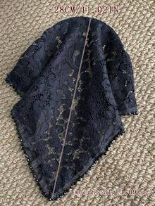 1PC Fashion Black Lace Headband, Vintage Hollow Beaded Triangular Scarf Headpiece, Dark Series Holiday Hair Accessory - Black - View 8