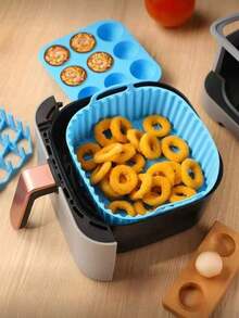 Air Fryer Silicone Liner, Air Fryer Silicone Baking Tray, Reusable Pizza & Fried Chicken Basket Silicone Mold For Oven, Baking Tools, Kitchen Accessories, Kitchen Gadgets - Multicolor - View 8