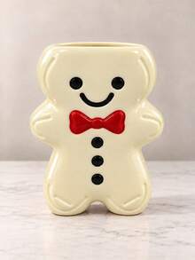 1 Piece Cute Cartoon Gingerbread Man Shaped Vase, 3D Embossed Detail Decorative Flower Holder For Christmas Tabletop Home Decor - Gingerbread Man - View 8
