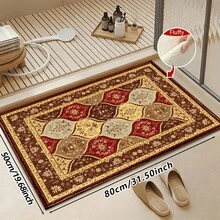 1 buah Keset Lantai Dapur, Bahan Lembut Mirip Kasmir, Motif Bunga Klasik Warna Merah Tua-Cokelat, Keset Anti Selip untuk Dapur, Kamar Mandi, dan Pintu Masuk, Cocok untuk Berbagai Penggunaan, Dekorasi Ruangan, dan Hadiah Liburan - MultiWarna - View 13