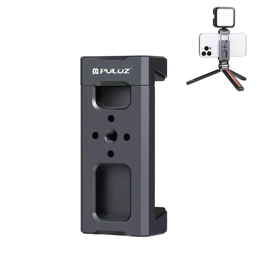 PULUZ Cold Shoes Aluminum Alloy Phone Clamp Holder Bracket(Black) - Black - View 1