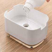 1pc Oval Plastic Soap Dispenser With Sponge Holder, Multi-Functional Dish Soap Dispenser, Kitchen Press-Type Dish Soap Pump And Foam Generator, Cleaning, Soap Box - 1pc - View 11