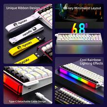 RAIKU Wired 68-Key RGB Backlit Mechanical-Feel Gaming Keyboard, 3-Color Customizable Compact Keyboard - View 5