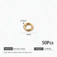 50 Buah Cincin Penghubung Tertutup Berlubang Bulat Berlapis Emas 18K dari Baja Tahan Karat 304, Lingkaran Penghubung untuk Aksesoris Perhiasan DIY Wanita - MultiWarna - View 8