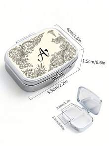 復古歐式藥盒，藝術心形與字母設計，便攜式藥物分配器，小型珠寶收納盒，每週藥物整理盒，適用於日常藥物與維生素、緊急需求、旅行、徒步緊急救援，萬聖節與聖誕節的獨特禮物選擇 - 彩色 - 查看 10