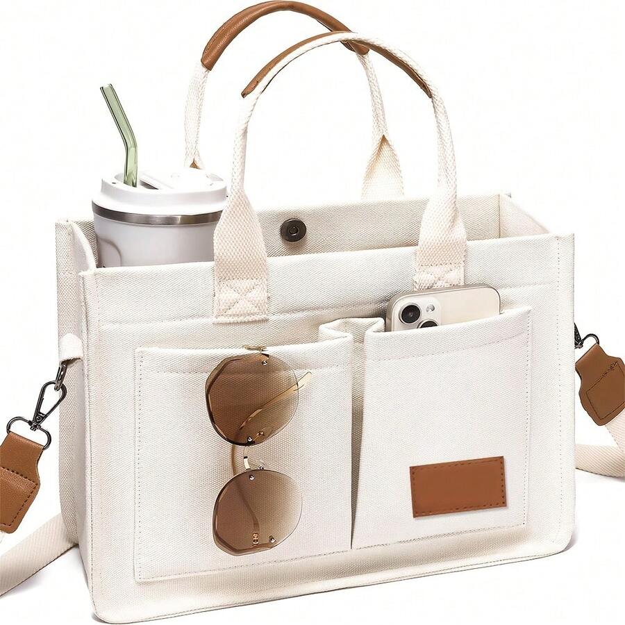 1PC Ladies' Multi Pocket Work Tote Bag - Equipped With A Top Handle, Suitable For Nurses, Teachers, Business Travel, And Campus Life - Multicolor - View 1