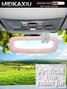 MEIKAXIU Vỏ bọc gương chiếu hậu ô tô bằng lông thỏ nhân tạo mềm mịn co giãn, trang trí hoa xinh xắn, phụ kiện trang trí nội thất ô tô cho nữ - Mẫu hoa lông thỏ nhân tạo - Xem 17