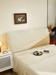 1pc New Jacquard Headboard Cover, Solid Color, High Elasticity, Prevents Pet Damage, Soft & Skin-Friendly, Convenient Non-Slip Anti-Dust, Machine Washable, Suitable For All Seasons And Occasions - Beige - View 7