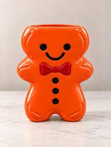 1 Piece Cute Cartoon Gingerbread Man Shaped Vase, 3D Embossed Detail Decorative Flower Holder For Christmas Tabletop Home Decor - Gingerbread Man - View 10